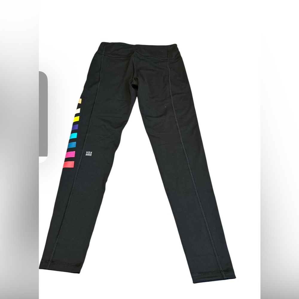 Victoria’s Secret VSX Sport Knockout Tight Leggings Black w/ Rainbow Logo Medium - Picture 3 of 4